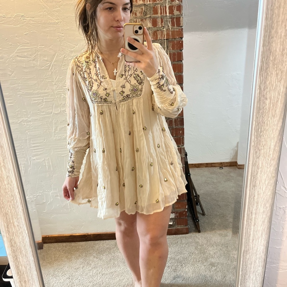 Free People Pink Ruffled Babydoll Dress